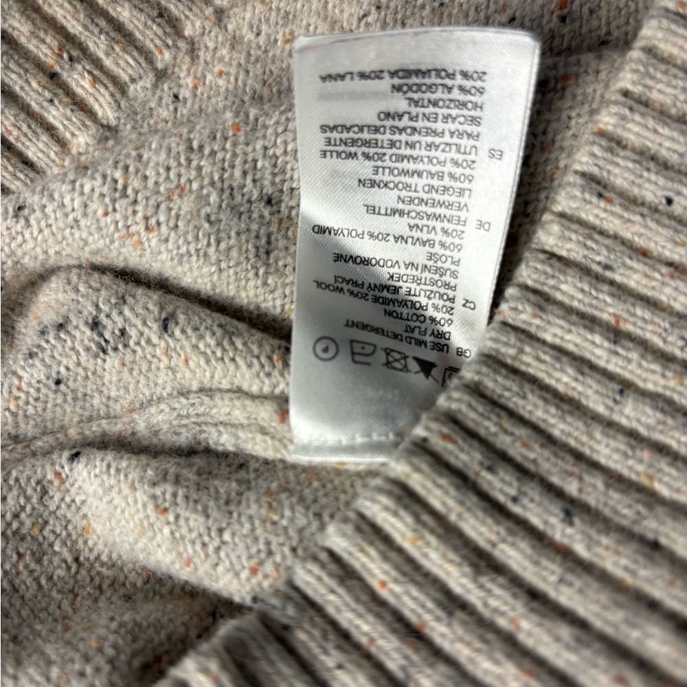 H&M Gray Speckled Knit Sweater w/ Elbow Patches Crewneck Pullover‎ Size M - Picture 4 of 7